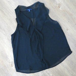 American Eagle Tank Top Sleeveless Sheer Chiffon Black Top